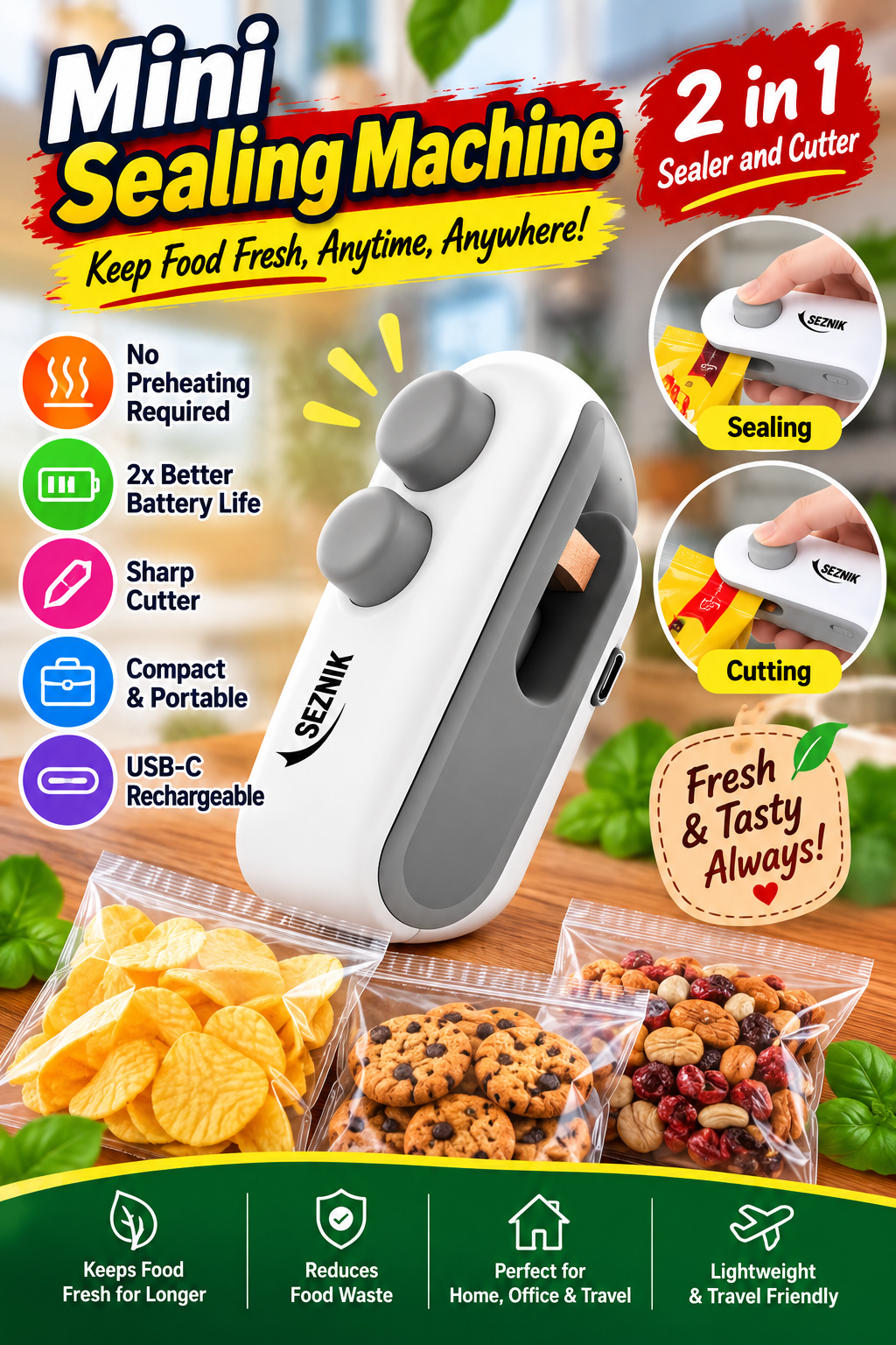Mini Portable Heat Sealing Machine for Food Packets